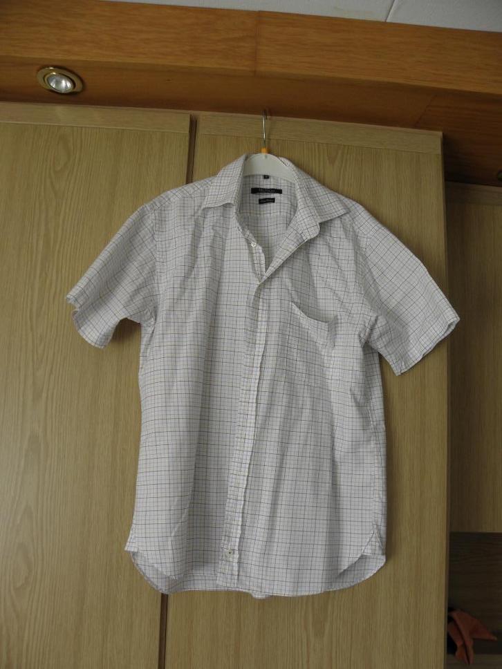 Net wit blauw bruin katoenen overhemd McNEAL mt 40 M zgan, Kleding | Heren, Overhemden, Zo goed als nieuw, Halswijdte 39/40 (M)