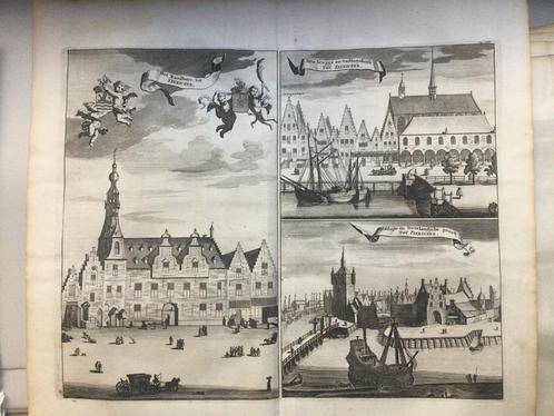 Zeeland, Zierikzee, Raadhuis, Kerk en Poort, 1696, Antiek en Kunst, Kunst | Etsen en Gravures, Ophalen