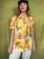 Vintage blouse / shirt / print / geel / extra large / XL, Geel, Hippie galore, Ophalen of Verzenden, Vintage