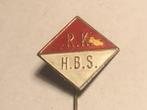 Metalen R.K. H.B.S. VOETBALCLUB Speld (Wit/Rood)., Verzenden, Zo goed als nieuw, Sport, Speldje of Pin