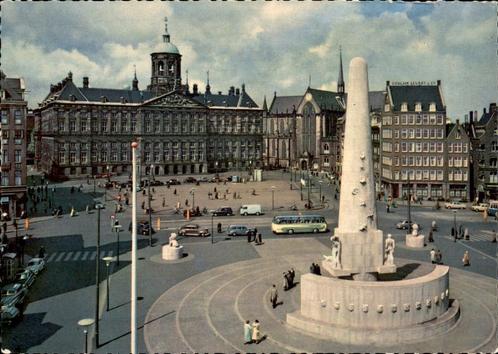Amsterdam Paleis Dam + autobus  eind jaren 50, Verzamelen, Ansichtkaarten | Nederland, Ongelopen, Noord-Holland, 1940 tot 1960