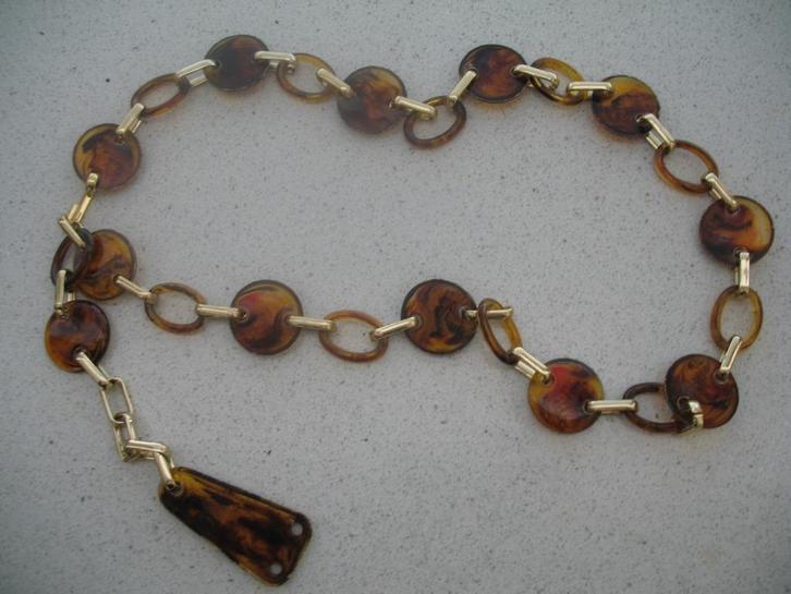 Ceintuur- Lucite Schildpad +Goudklr Schakels Vintage * BVaN, Kleding | Dames, Riemen en Ceinturen, Zo goed als nieuw, Tailleriem