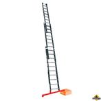 Smart Level 3-delige ladder 3x8 Premium gecoat, Doe-het-zelf en Verbouw, Ladders en Trappen, Ophalen, Zo goed als nieuw, 4 meter of meer