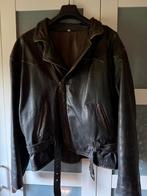 Zwarte stoere vintage leten jas. XL, Ophalen of Verzenden, Zo goed als nieuw, Maat 56/58 (XL), Zwart