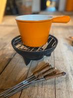 Le Creuset Fondueset, oranje, emaille gietijzer, Ophalen of Verzenden, Zo goed als nieuw, Brander, Fondueset