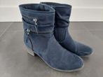 Blauw suede enkellaarsjes maat 39 met rits, Ophalen of Verzenden, Zo goed als nieuw, Blauw