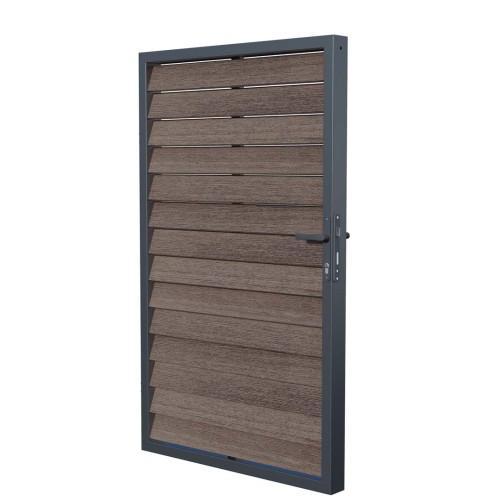 Moderne antraciet looppoort composiet houtlook model 90x150, Tuin en Terras, Tuinpoorten, Nieuw, Looppoort, Staal, 150 tot 200 cm