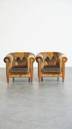Unieke set van 2 chesterfield clubfauteuils in Engelse stijl, Huis en Inrichting, Fauteuils, Ophalen, Modern, Klassiek, 75 tot 100 cm