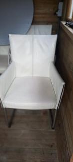 6 wit, leren eetkamerstoelen., Huis en Inrichting, Stoelen, Ophalen of Verzenden, Gebruikt, Wit, Leer