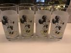 4 Vintage Mickey Mouse Glazen, Glas of Glazen, Gebruikt, Ophalen of Verzenden, Glas