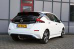 Nissan Leaf Tekna 40kWh SOH 91% Trekhaak (bj 2019), Auto's, Gebruikt, Zwart, Leder en Stof, Wit