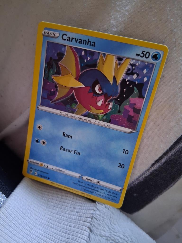 Carvanha Pokémon Kaart, Ophalen of Verzenden, Gebruikt, Losse kaart