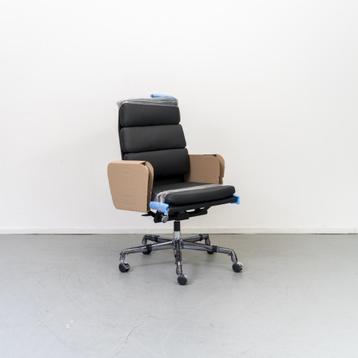 3x Vitra Eames EA 219 Bureaustoel Softpad Zwart - Chroom beschikbaar voor biedingen