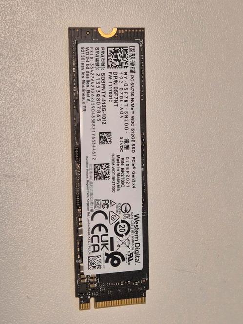 Western Digital SN730 512GB Nvme SSD 2280, Computers en Software, Harde schijven, Gebruikt, Laptop, Intern, SSD, Overige aansluitingen