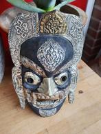 Tibet india houten masker met metaal bekleed, Antiek en Kunst, Kunst | Niet-Westerse kunst, Ophalen of Verzenden