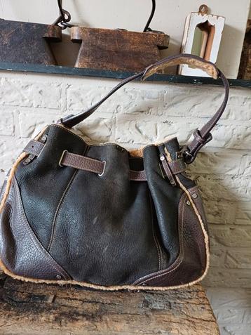 Prachtige Uggs leren tas met schapenvacht bruin  beschikbaar voor biedingen
