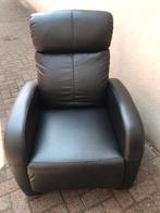 Zwart Lederen Relax Fauteuil, Ophalen, Gebruikt, Minder dan 75 cm, Leer