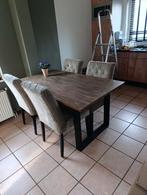 Eethoek tafel met stoelen, Ophalen, Gebruikt, 100 tot 150 cm, Eikenhout