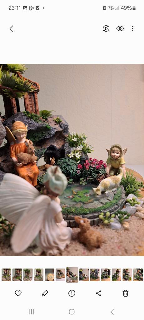 Flowerfairy's tafereel op boomschijf, Huis en Inrichting, Woonaccessoires | Overige, Ophalen of Verzenden