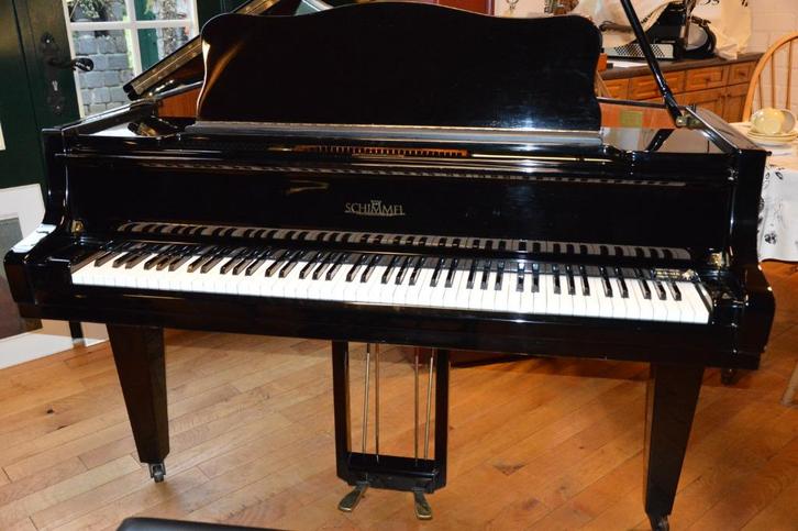 Schimmel vleugel, Muziek en Instrumenten, Piano's, Gebruikt, Vleugel, Zwart, Hoogglans, Ophalen