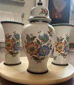 Driedelig Kaststel Gouda Plateel, AAG/Flora?, Antiek en Kunst, Ophalen of Verzenden