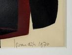 797. Houtsnede, Jo van Dijk – abstracte compositie, 1970, Ophalen of Verzenden