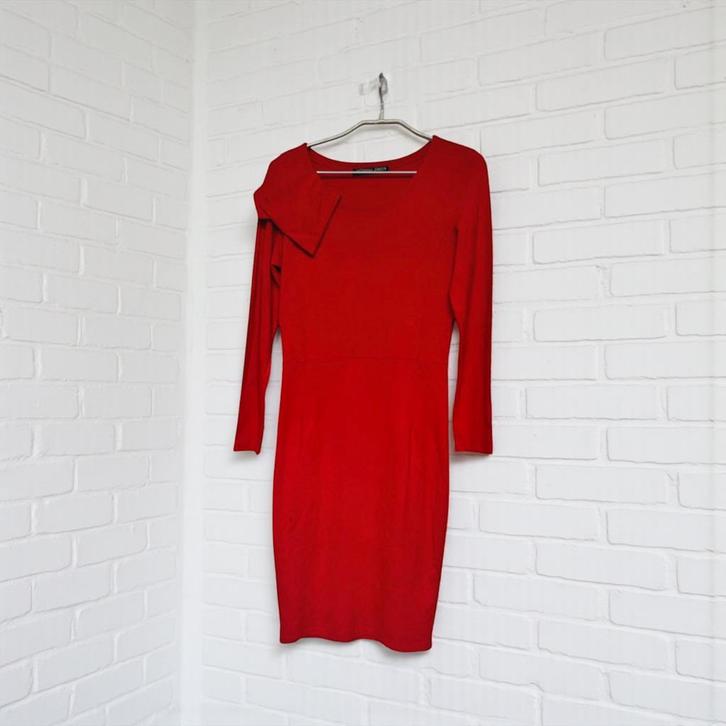 Juffrouw Jansen Jurk Maat M Rood Basic Midi Koker, Kleding | Dames, Jurken, Zo goed als nieuw, Maat 38/40 (M), Rood, Knielengte