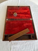 Antieke houten schrijfkist (writing slope) met inktpotje., Ophalen of Verzenden