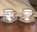 Vintage Theekopjes met Schotels - Bloemmotief, Ophalen of Verzenden
