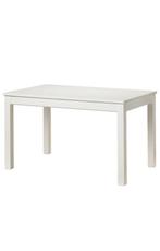 Eettafel wit Laneberg (uitschuifbaar) met 4 stoelen, Ophalen, 50 tot 100 cm, Zo goed als nieuw, Vijf personen of meer