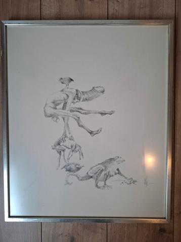 Tekening kunstwerk gesigneerd  beschikbaar voor biedingen