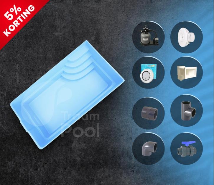 GVK Zwembad 5,2 x 3 x 1,5 Sydney | Zwembaden van polyester, Tuin en Terras, Zwembaden, Nieuw, Inbouwzwembad, 120 cm of meer, 400 cm of meer