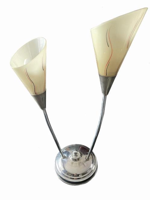 Originele jaren ’50 Rockabilly tafellamp – 2-armig, chroom |, Antiek en Kunst, Antiek | Lampen, Ophalen of Verzenden