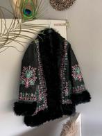 Afghaanse lammy coat M bohemian jas, Maat 38/40 (M), -, Zwart, -