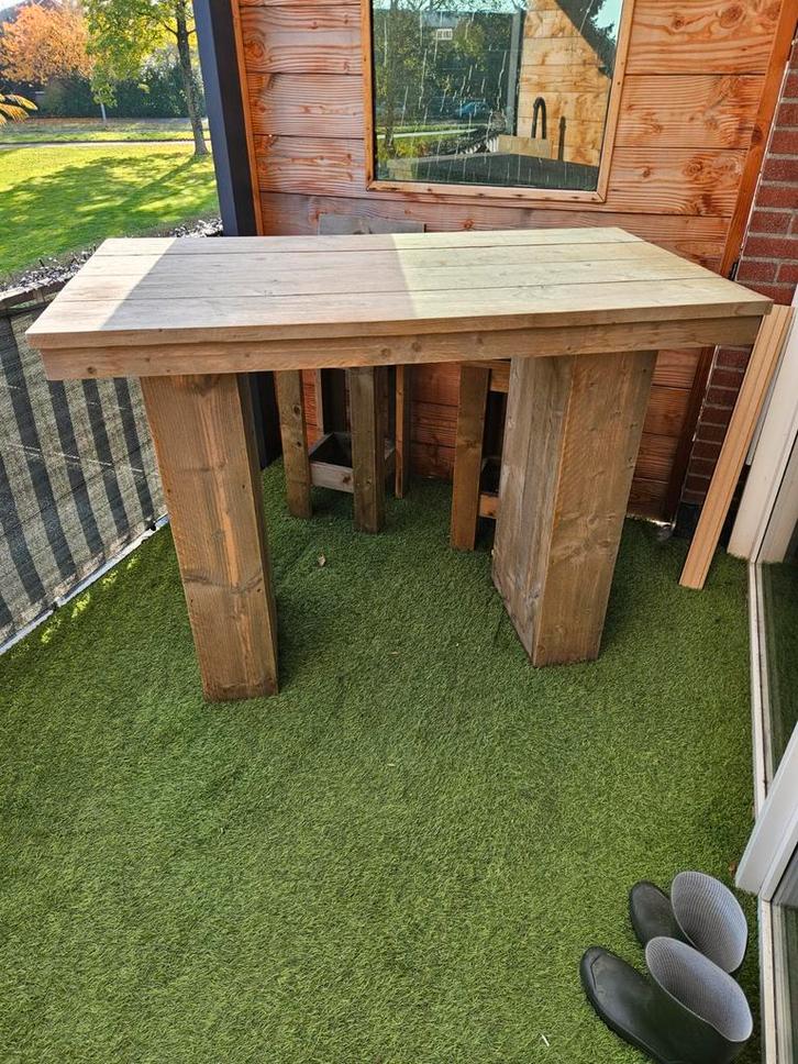 Steiger houten bar tafel, Tuin en Terras, Tuintafels, Rechthoekig, Hout, Ophalen