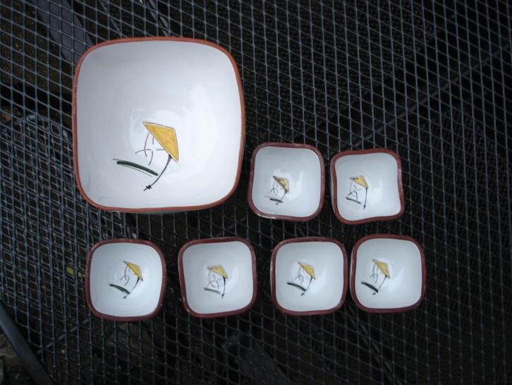 Retro / vintage pinda-setje /pinda-stel / pindaschaaltje, Verzamelen, Retro, Huis en Inrichting, Ophalen of Verzenden