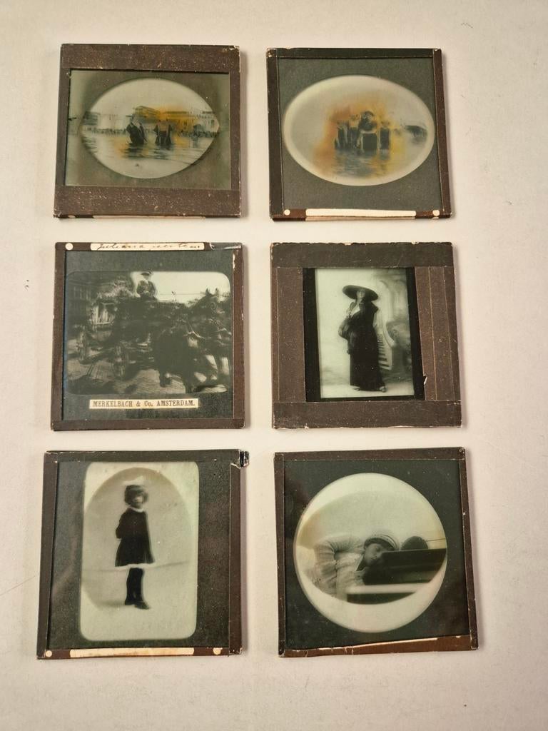 Set zeldzame antieke glasdia's Merkelbach & Co, Amsterdam, Ophalen of Verzenden, Accessoire