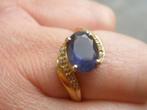 Gouden ring met paarse Amethist uit Zeeuwse boedel, Ophalen of Verzenden, Zo goed als nieuw, 17 tot 18, Met edelsteen