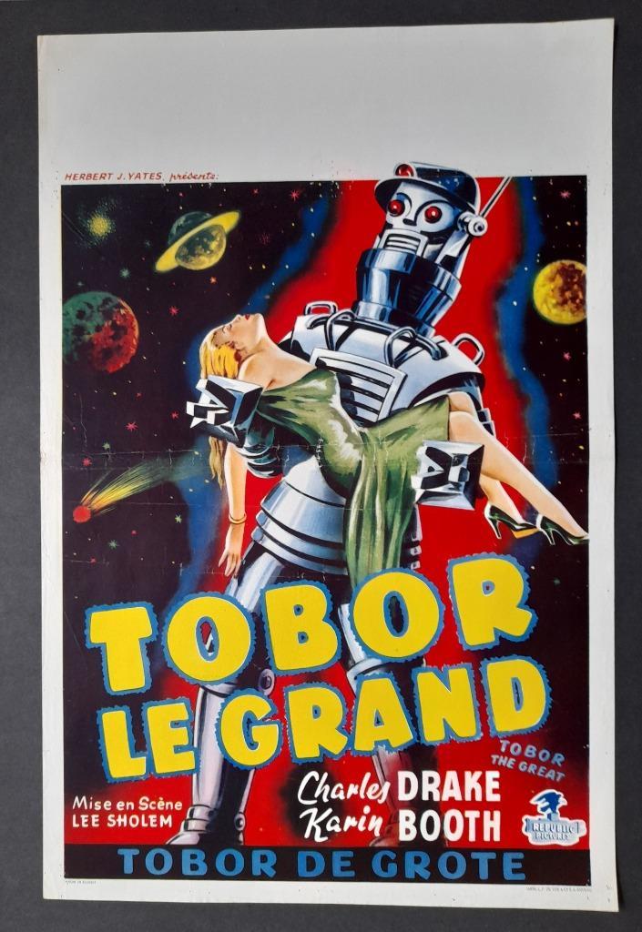 TOBOR THE GREAT - vintage (1954) Belgische filmposter, Verzamelen, Posters, Gebruikt, Film en Tv, A1 t/m A3, Rechthoekig Staand