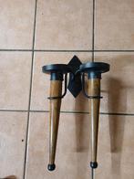 Muurkandelaar voor 2 kaarsen, Huis en Inrichting, Woonaccessoires | Kandelaars en Kaarsen, Gebruikt, Bruin, Ophalen of Verzenden