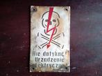 Emaille electriciteits bordje met doodskop uit Polen., Antiek en Kunst, Antiek | Emaille, Ophalen of Verzenden
