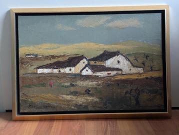 1955 dorp in Spanje R de Cuyper olieverf  beschikbaar voor biedingen