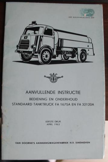 Daf tank wagen FA 1675A en FA 32120A aanvullende instructie beschikbaar voor biedingen