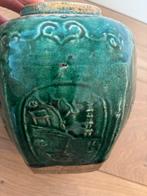 Grote geglazuurde groene gemberpot met stempel, Antiek en Kunst, Antiek | Keramiek en Aardewerk, Ophalen of Verzenden