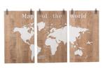 Wereldkaart hout (3 wandpanelen), Huis en Inrichting, Ophalen, Zo goed als nieuw