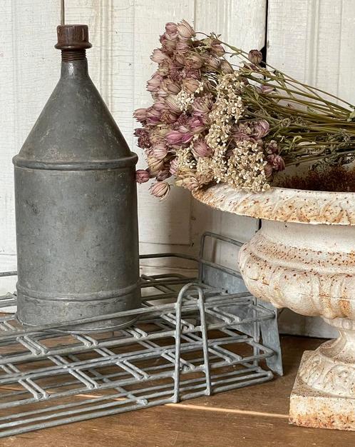 Brocante oud zinken rekje met vakjes, Antiek en Kunst, Curiosa en Brocante, Ophalen of Verzenden