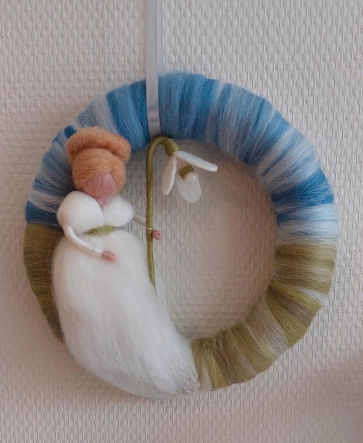 Krans, waldorf, seizoenstafel, jaartafel, wol, vilt, Hobby en Vrije tijd, Vilt, Nieuw, Figuurtje(s), Wolvilt, Ophalen of Verzenden