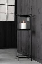 J-Line Windlicht Vierkant ijzer Zwart Nieuw!, Huis en Inrichting, Woonaccessoires | Kandelaars en Kaarsen, Ophalen, Zwart, Nieuw