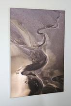 Canvas foto zwart-wit van kustlijn, Huis en Inrichting, Woonaccessoires | Schilderijen, Tekeningen en Foto's, Ophalen, Zo goed als nieuw