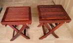 2 stuks Oosterse  Mahoniehouten tafeltjes inklapbaar., Ophalen, Gebruikt, 50 tot 100 cm, Minder dan 50 cm
